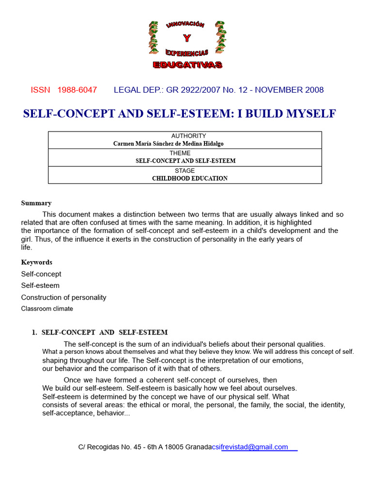 Self-Concept in The Family | PDF | Self Esteem | Self Concept