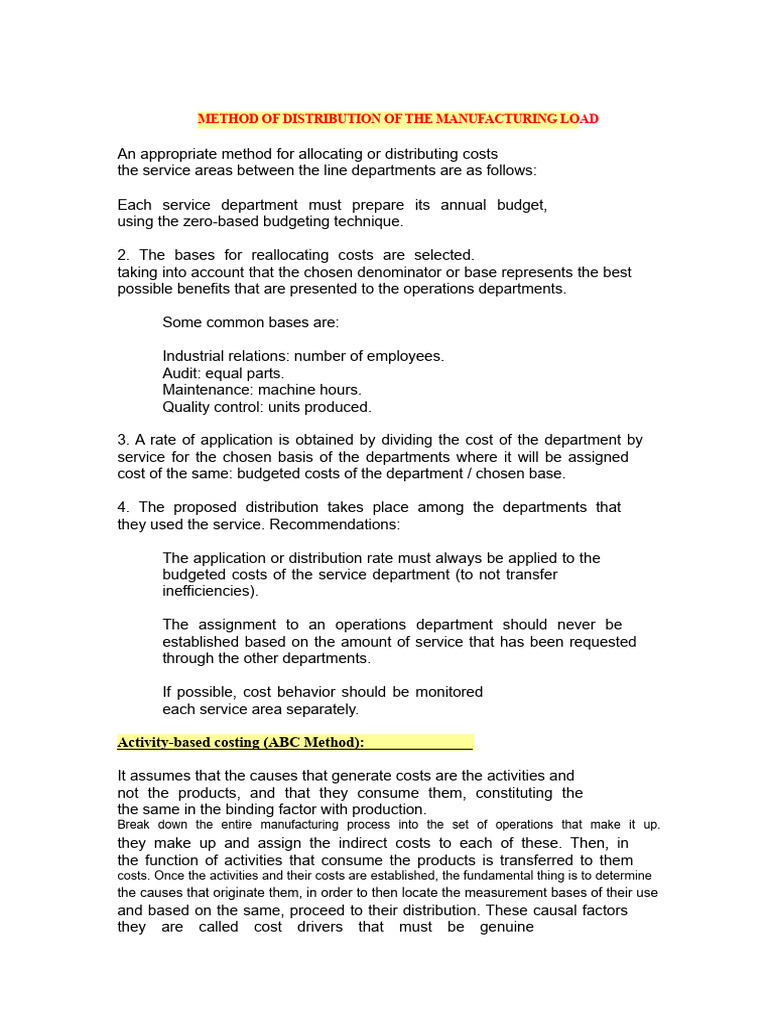 Method of Distribution of Manufacturing Load | PDF | Economies