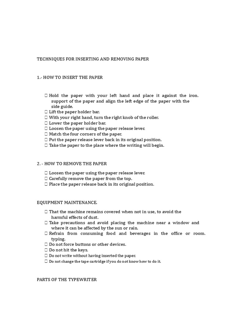 Typewriter Paper Insertion & Removal Guide | PDF | Typewriter | Paper