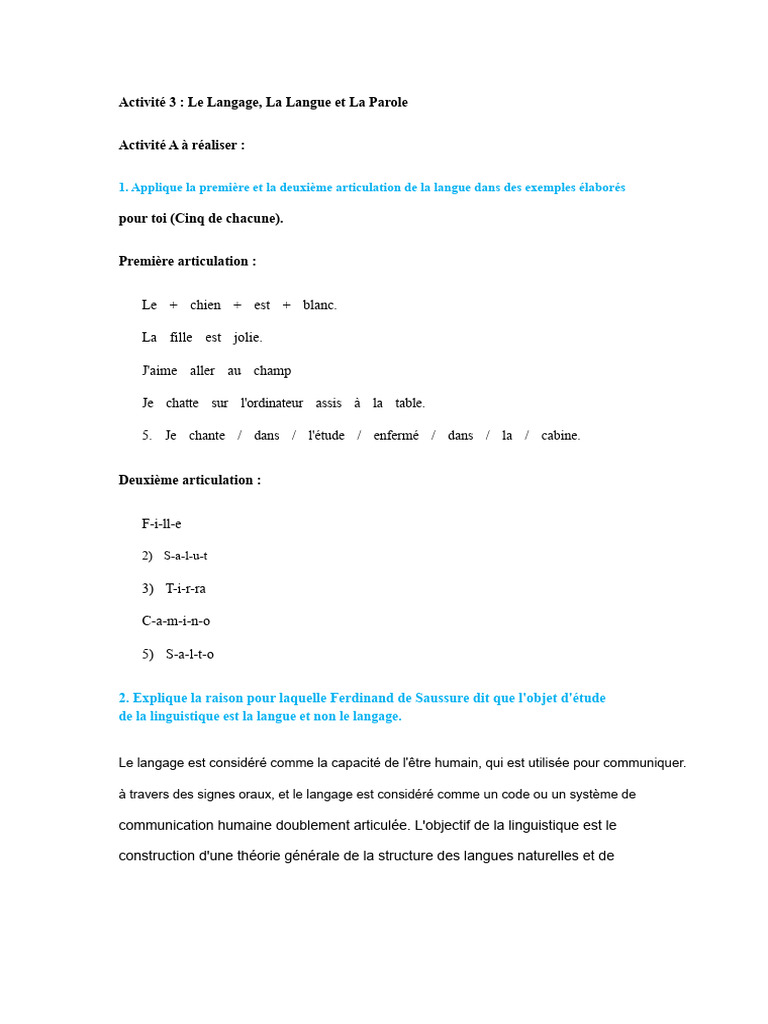 Comprendre Langage, Langue et Parole | PDF | Discours | Linguistique