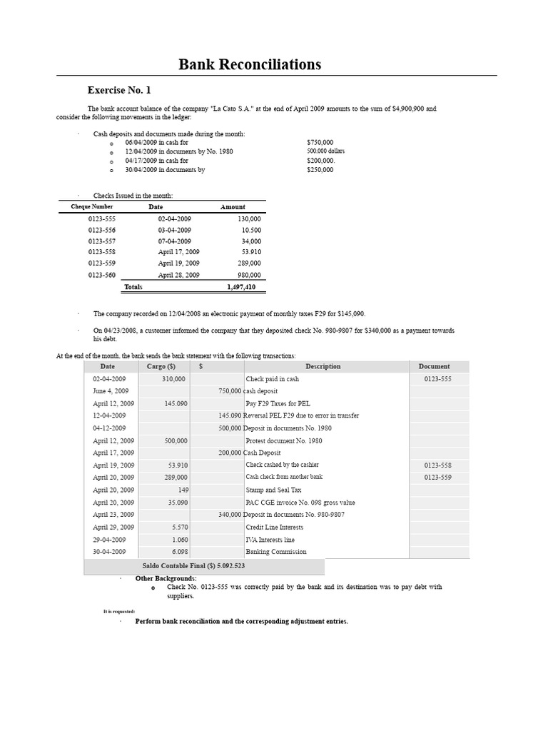 Practical No. 2 - Bank Reconciliations | PDF | Banks | Transaction Account