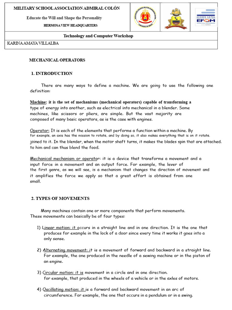 Understanding Mechanical Operators and Levers | PDF | Lever | Gear