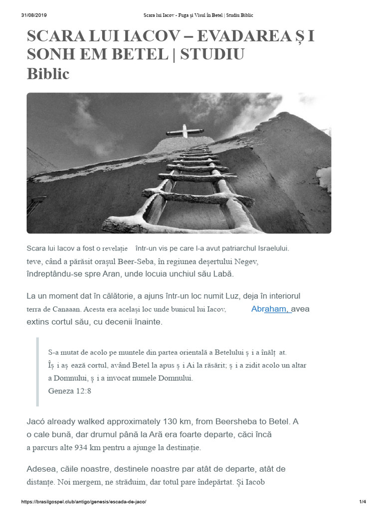 Scara Lui Iacob - Fuga Și Visul În Betel - Studiu Biblic PDF | PDF