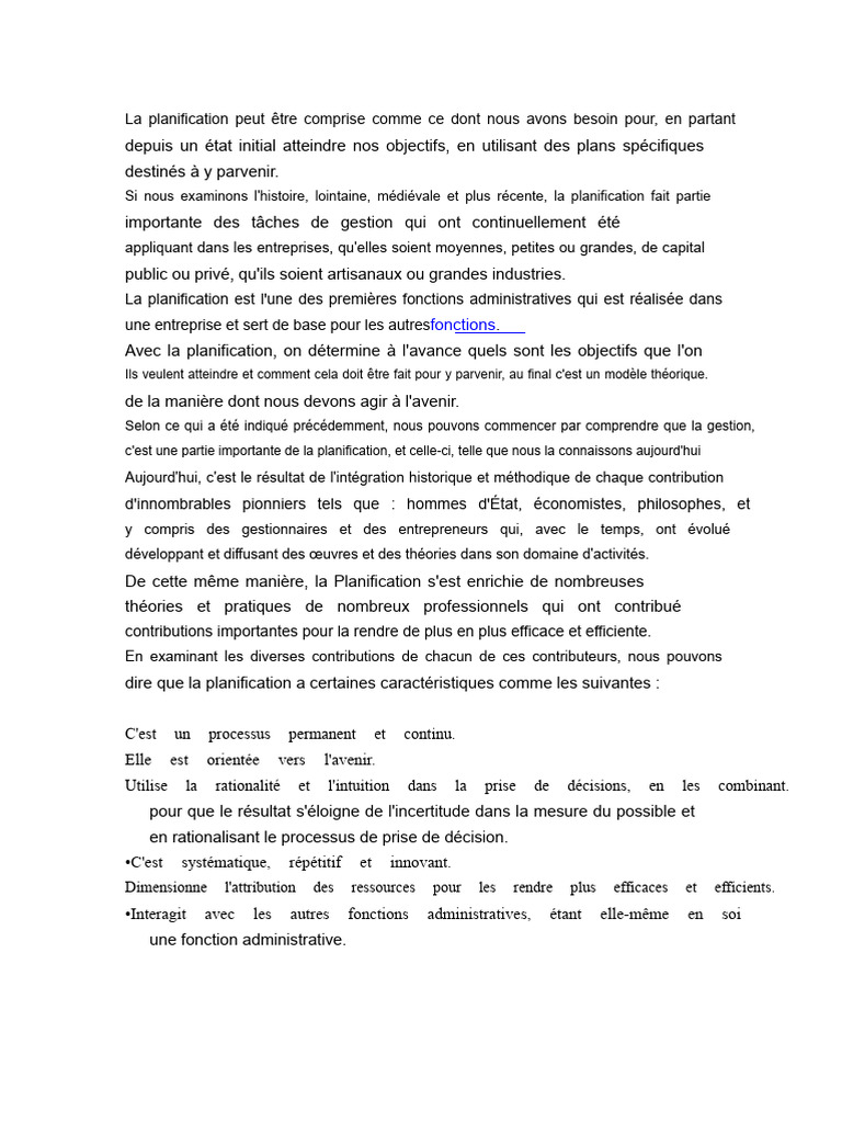 Importance de la planification en gestion | PDF | Planification | Business