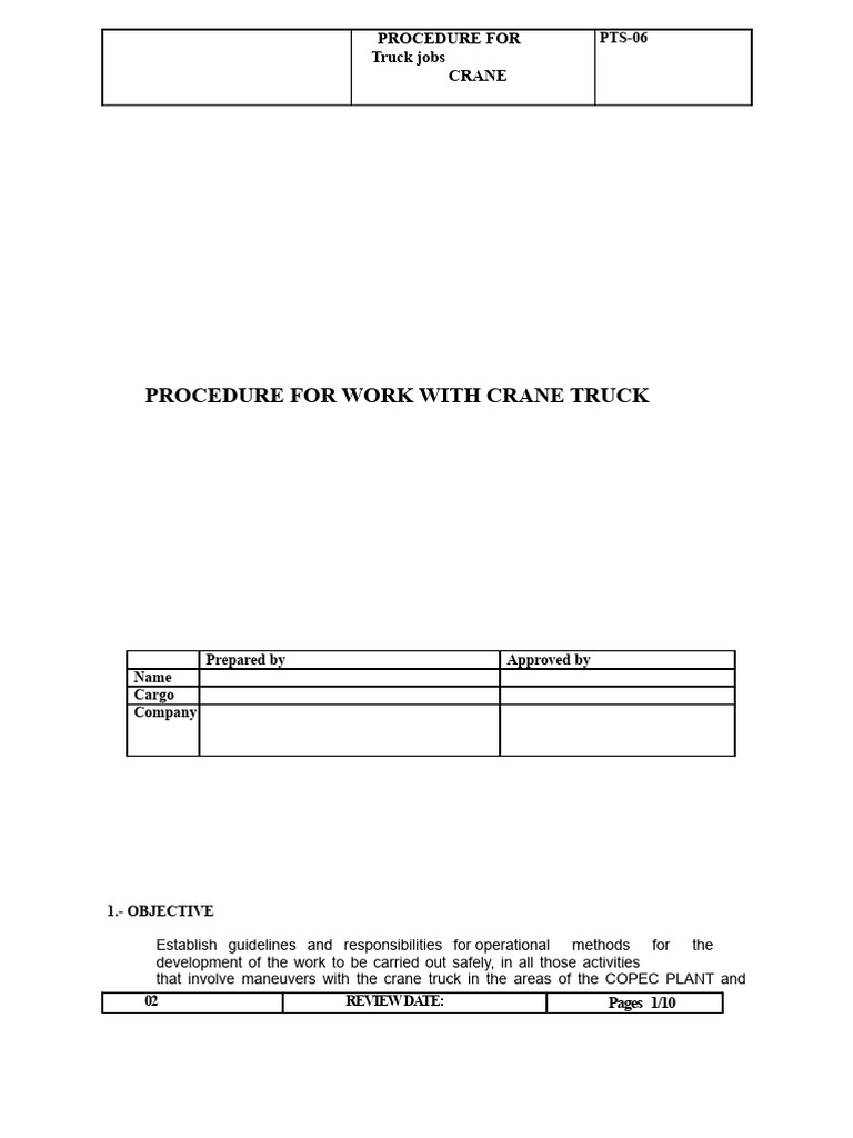 Crane Truck Operation Safety Procedure | PDF | Crane (Machine) | Truck