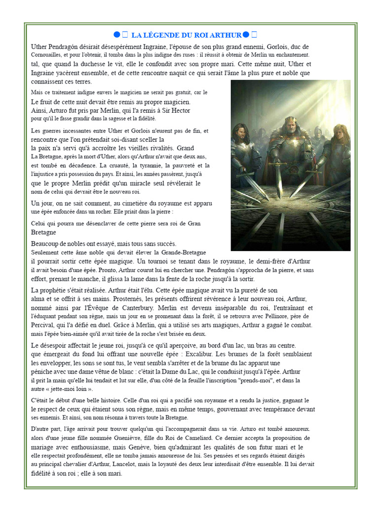 La Légende d'Arthur et Excalibur | PDF | Roi Arthur | Merlin