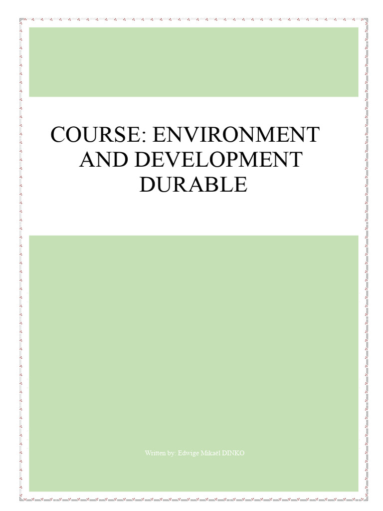 Course On Environment and Sustainable Development | PDF ...