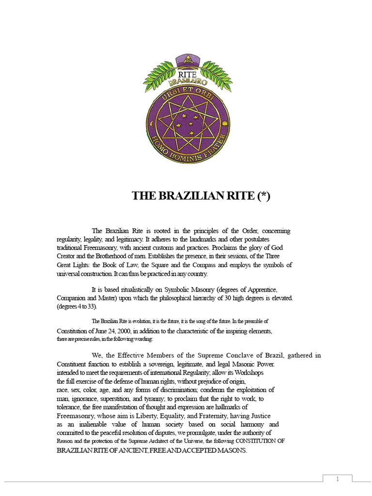 Preamble of the Brazilian Rite | PDF | Freemasonry