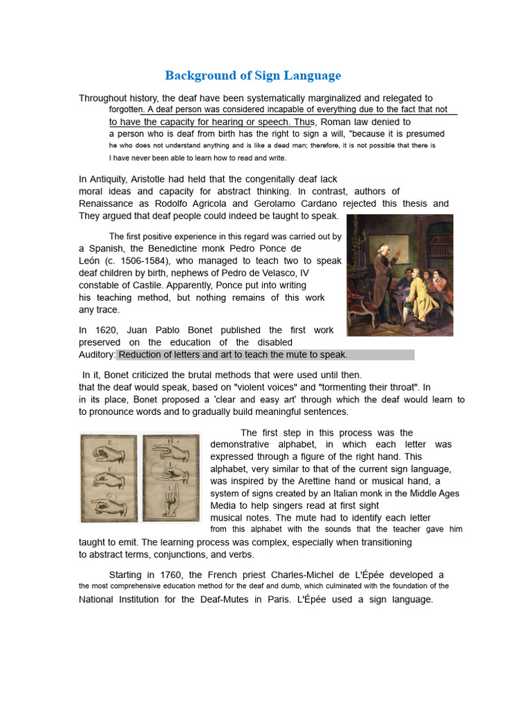 History and Significance of Sign Language | PDF | Sign Language | Deafness