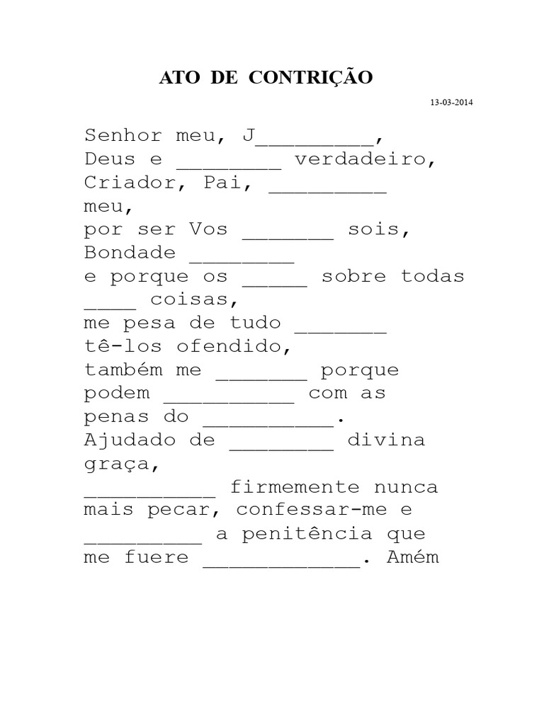 Ato de Contrição: Oração de Perdão | PDF