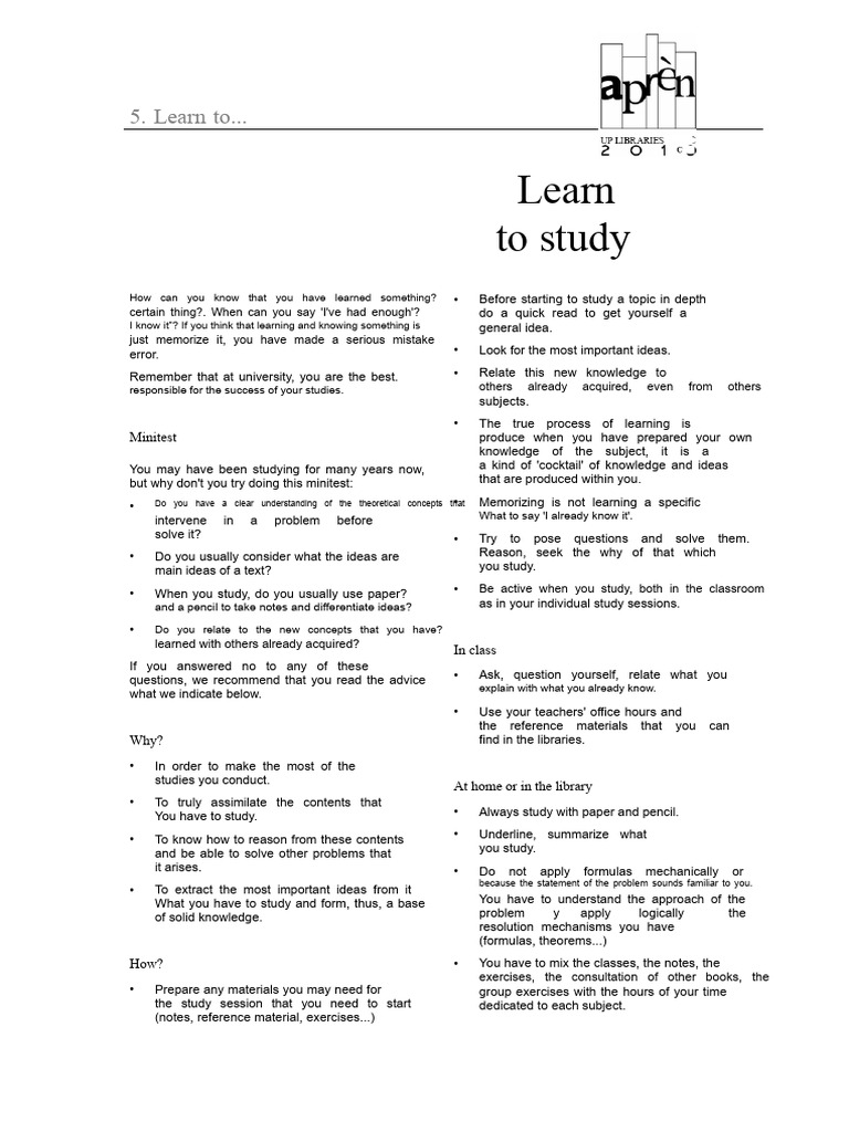 Learn To Study PDF | PDF | Knowledge | Learning
