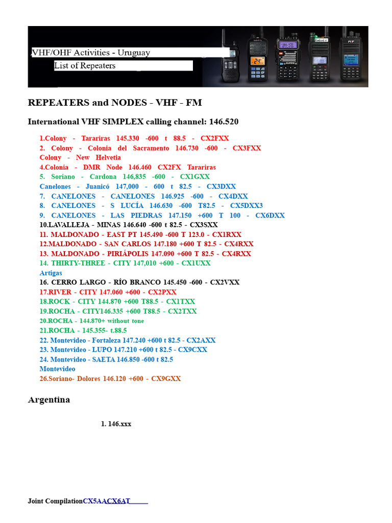 VHF and UHF Repeaters in Uruguay | PDF | Telecommunications | Amateur Radio