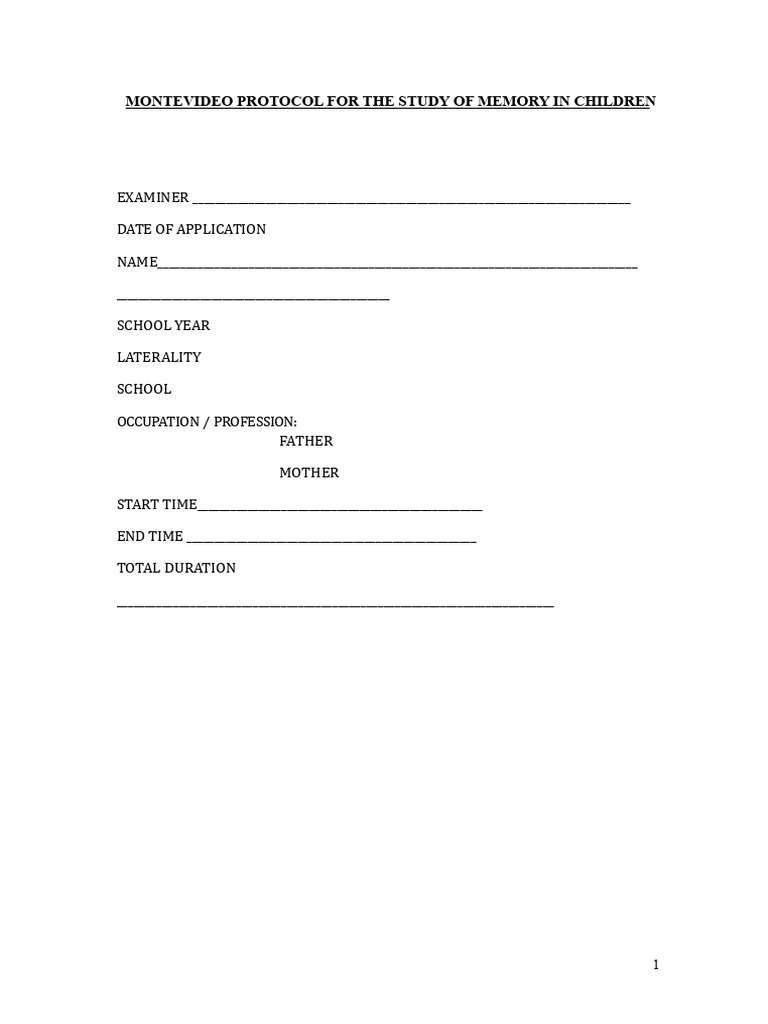 Montevideo Memory Protocol for Children | PDF | Memory | Recall (Memory)