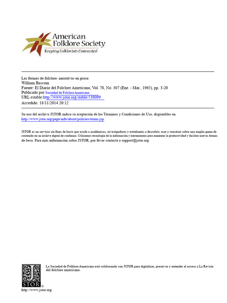 Las Formas Del Folclore - William Bascom | PDF | Folklore ...