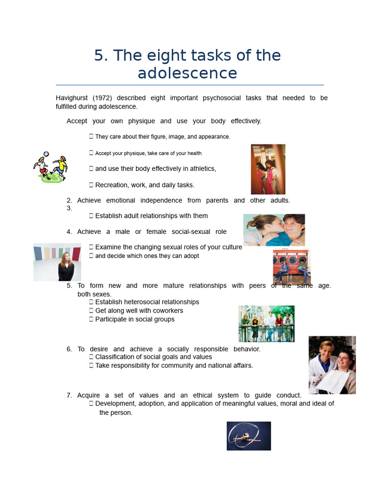 Eight Key Tasks of Adolescence | PDF | Adolescence | Marriage