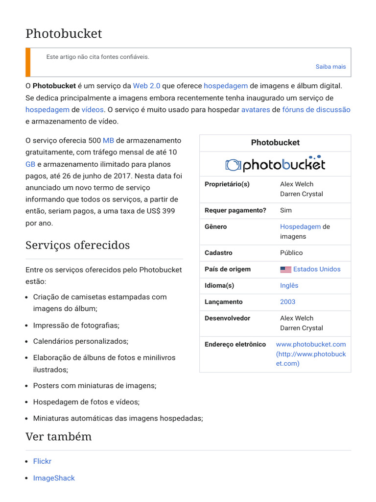 Hospedagem de Imagens no Photobucket | PDF