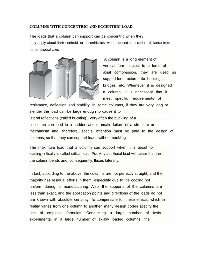 Column Load Types: Concentric vs. Eccentric | PDF | Buckling | Prime Number