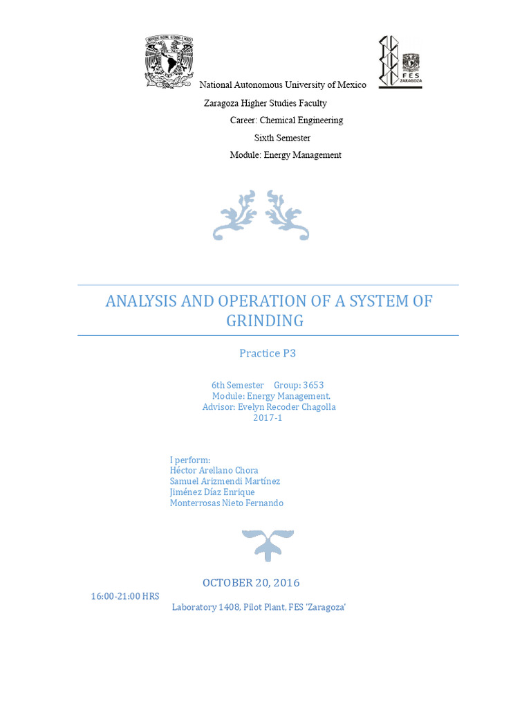 Analysis and Operation of A Grinding System | PDF | Mill (Grinding)