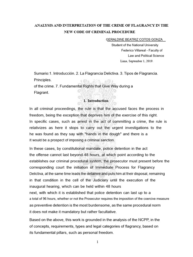 Analysis and Interpretation of The Crime of Flagrancy in The New ...