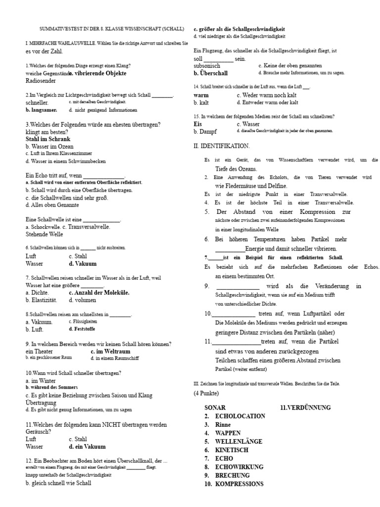 Summative Test in Der 8. Klasse | PDF