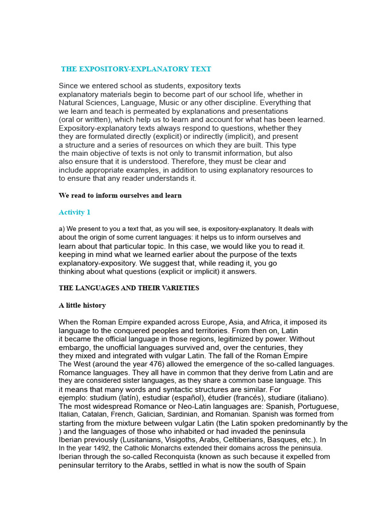 Activities Expository Text Science Fiction Realistic Story | PDF ...
