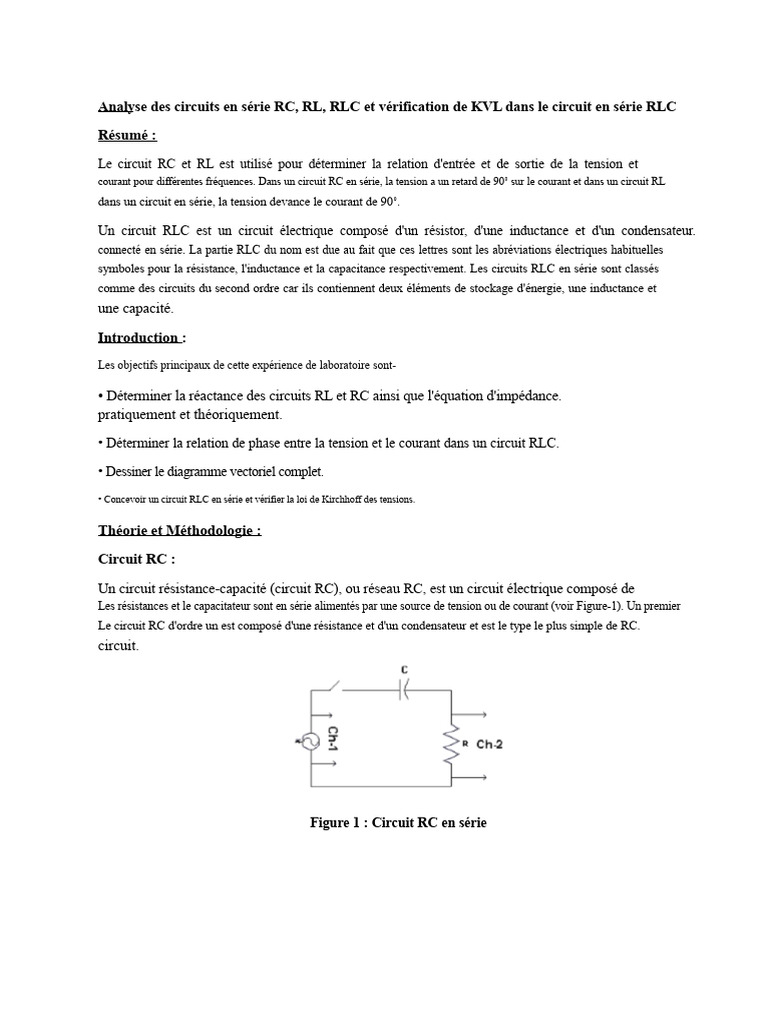 Analyse des Circuits RC, RL et RLC | PDF | Impédance (électricité ...