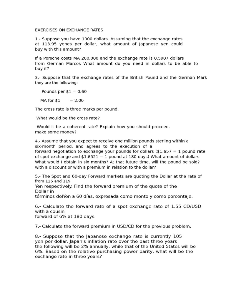 Exercises on Currency Exchange Rates | PDF | Exchange Rate | Economies