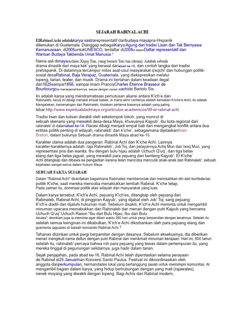 Sejarah dan Makna Rabinal Achí | PDF