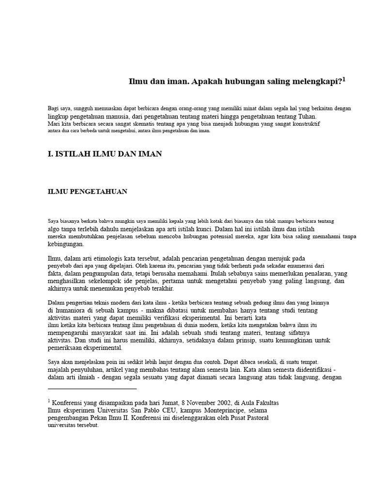 Hubungan Ilmu dan Iman dalam Pengetahuan | PDF