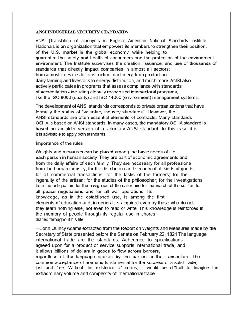 ANSI Industrial Safety Standards Overview | PDF | Safety | Regulatory ...