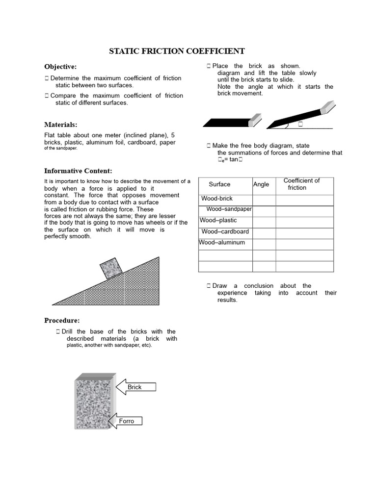 Coefficient of Friction | PDF