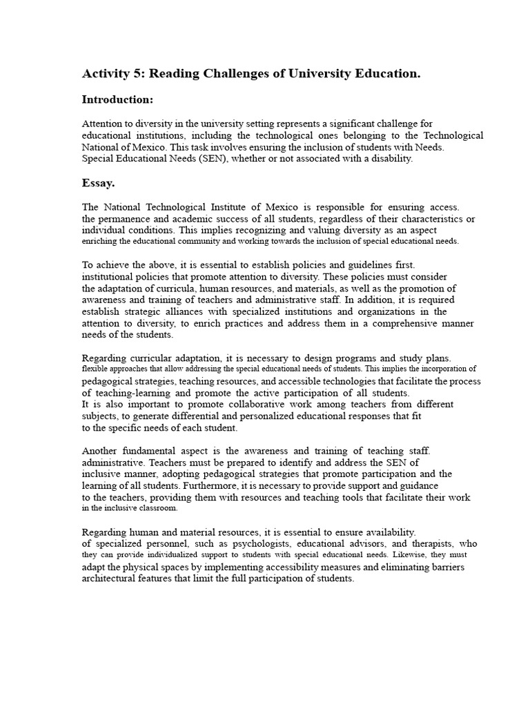 Inclusive Education Challenges in Universities | PDF | Special ...