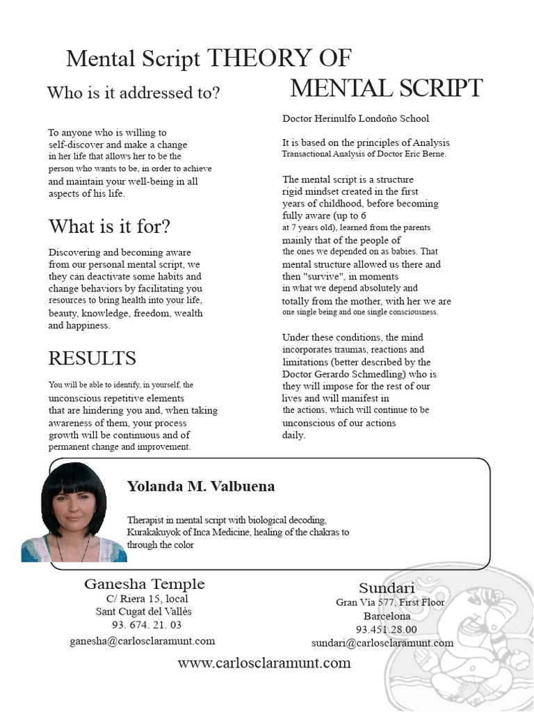 Theory of Mental Script | PDF | Psychotherapy | Mental Health