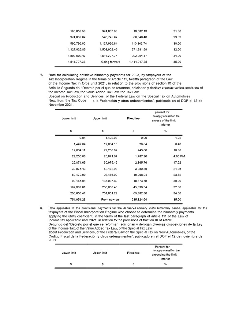 2023 Bimonthly Tax Payment Rates | PDF | Taxes | Taxation In The United ...