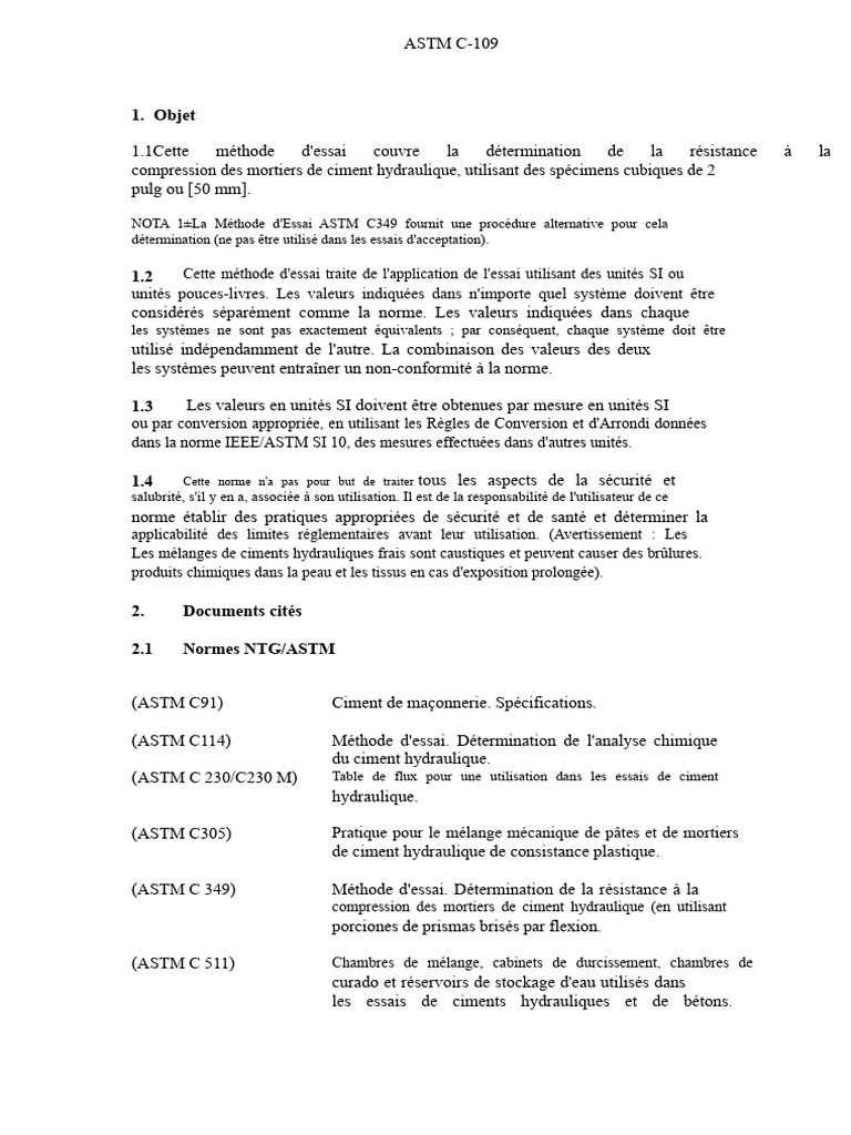 Astm C 109 PDF | PDF | Ciment | Béton