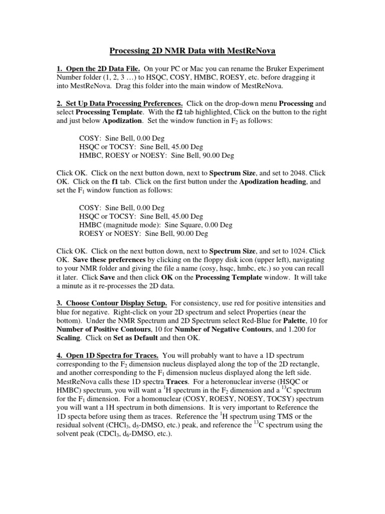 2D NMR Processing in MestReNova | PDF | Two Dimensional Nuclear ...