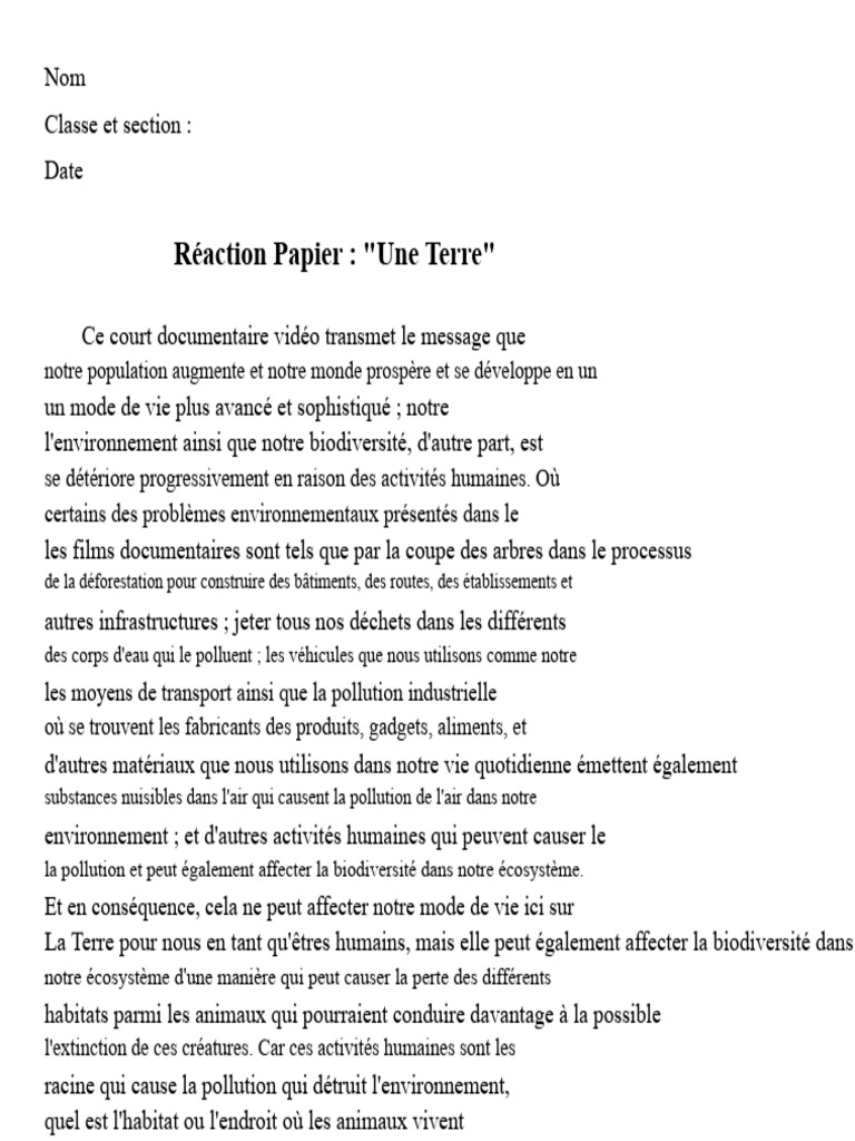 Impact de l'Homme sur la Biodiversité | PDF | Environnement naturel ...