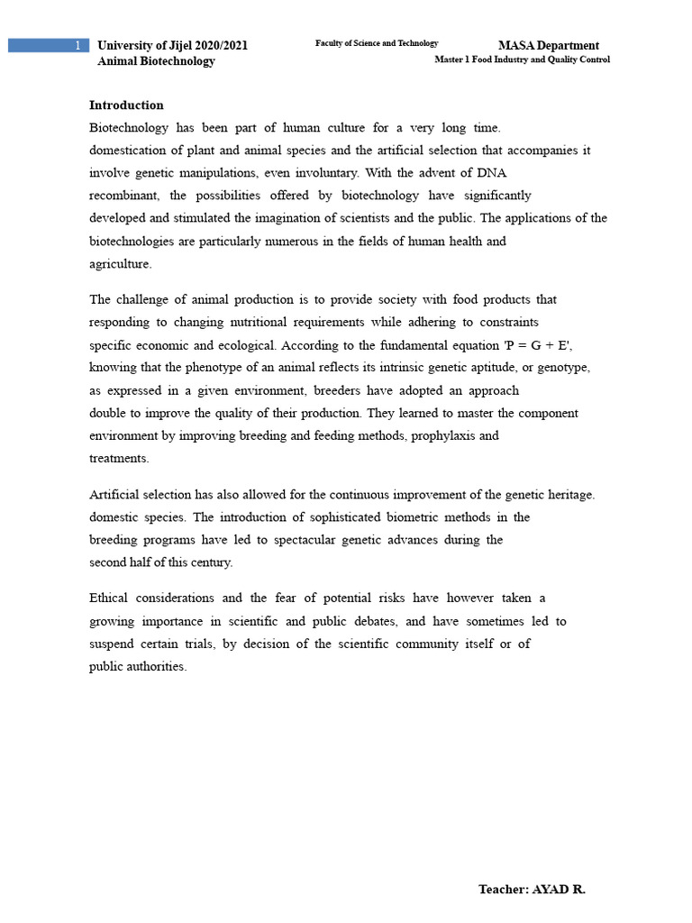 Animal Biotechnology Overview and Techniques | PDF | Quantitative Trait ...