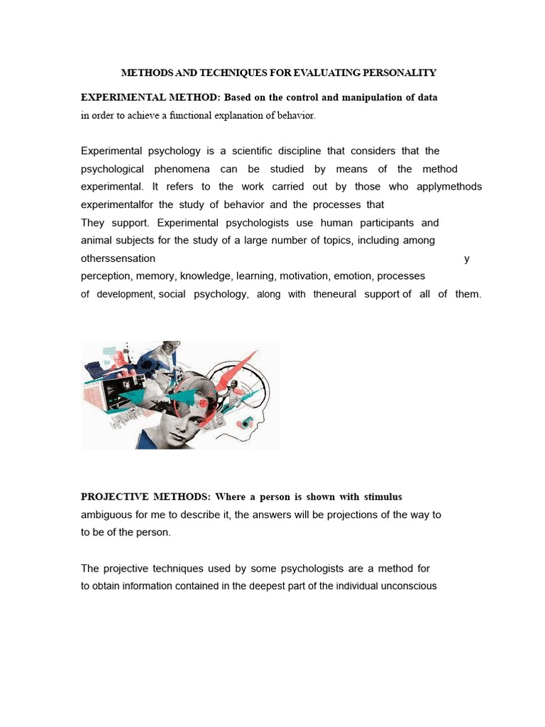 Methods and Techniques To Evaluate Personality | PDF | Psychology ...