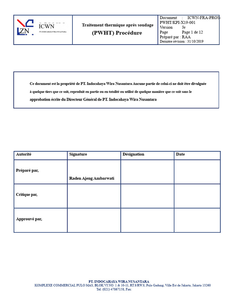 Procédure PWHT : Traitement thermique post-soudage | PDF | Traitement ...