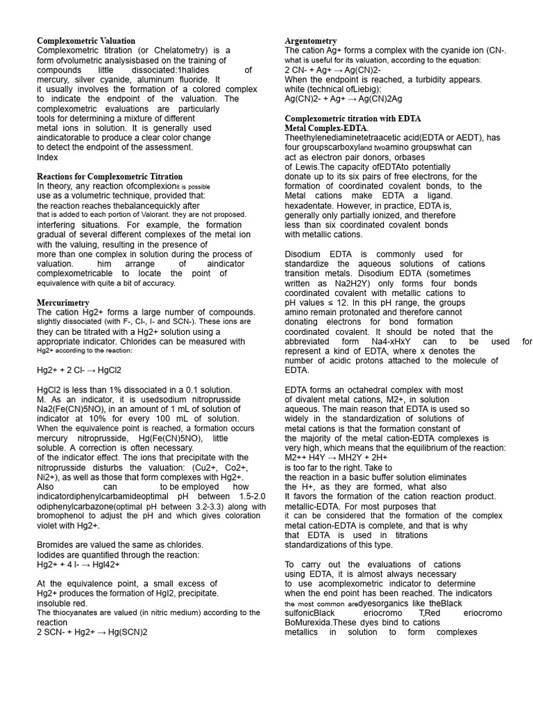 Complexometric Titration Techniques | PDF | Titration | Chemistry