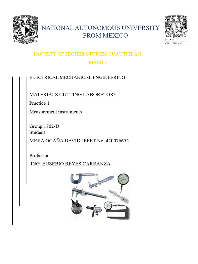 Measuring Instruments in Engineering Lab | PDF
