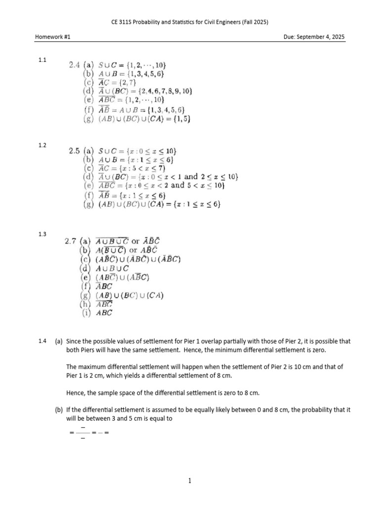 CE 311S Civil Engineering Homework 1 | PDF