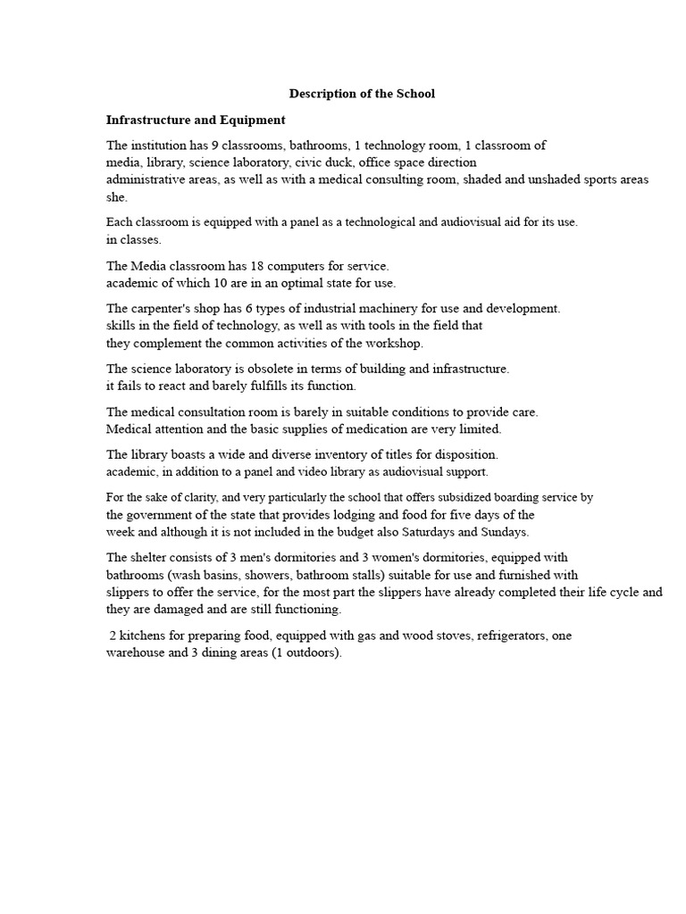 Description of The School | PDF | Bathroom