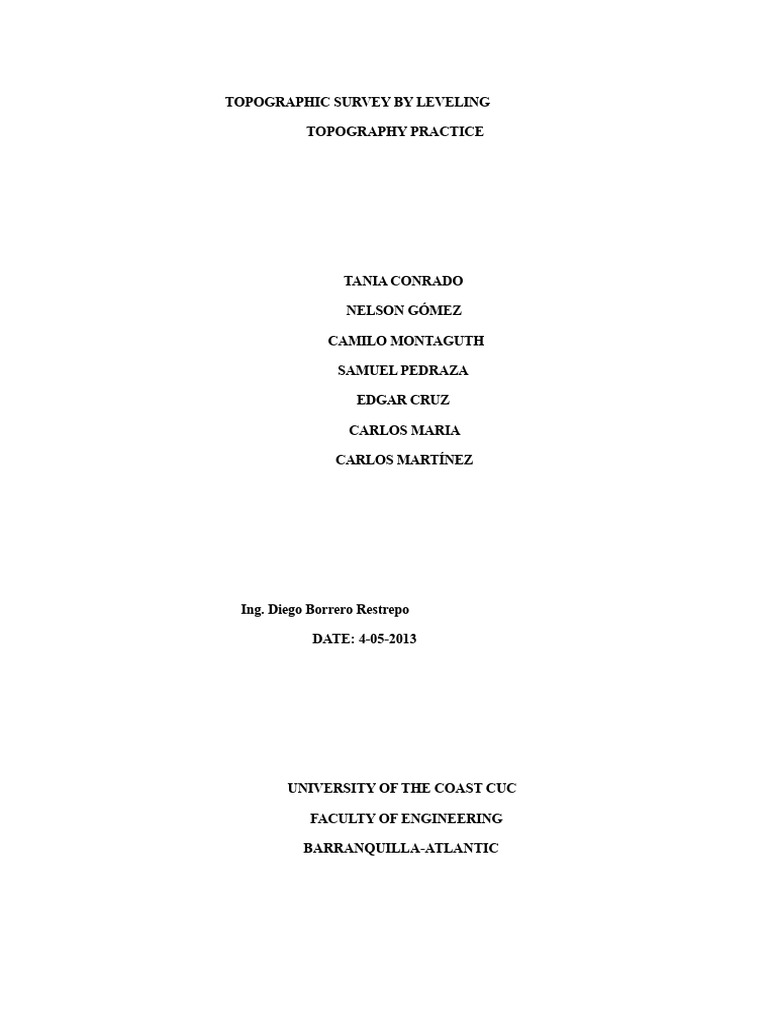 Topographic Survey Leveling Guide | PDF | Surveying | Topography