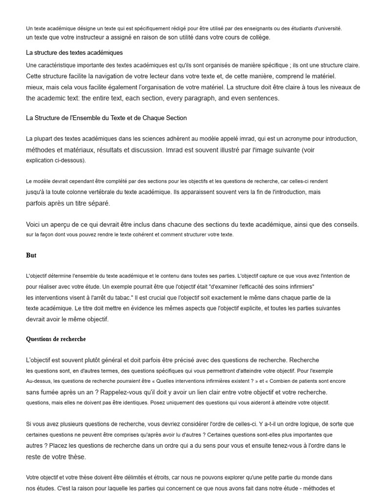 Structure et Rédaction de Textes Académiques | PDF