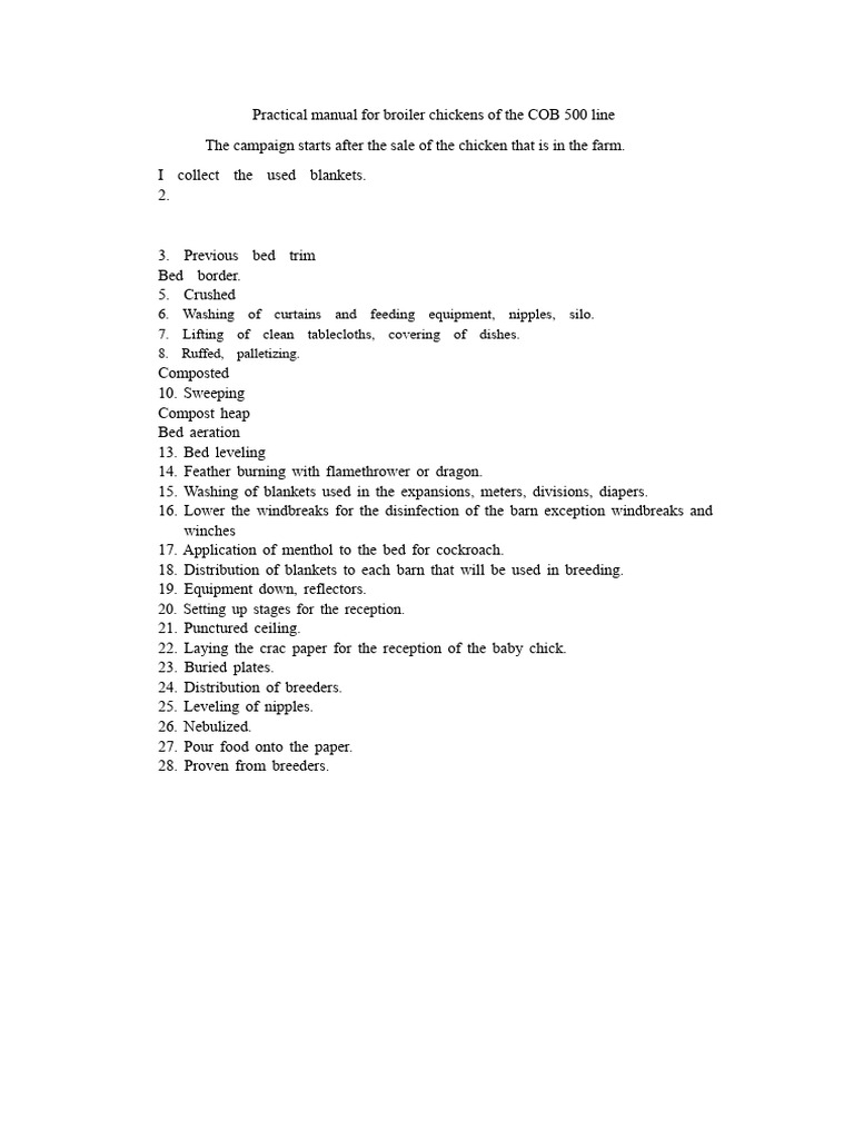 Practical Manual For Broiler Chickens of The COB 500 Line | PDF | Water
