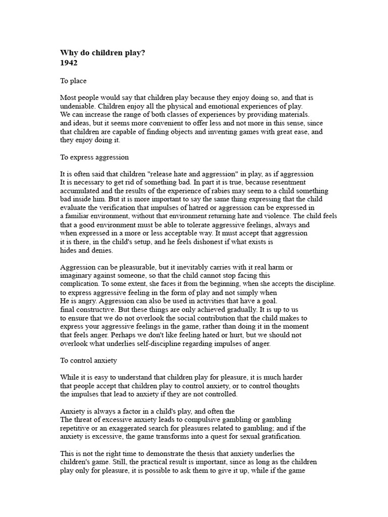 The Importance of Play in Child Development | PDF | Disciplines | Anxiety