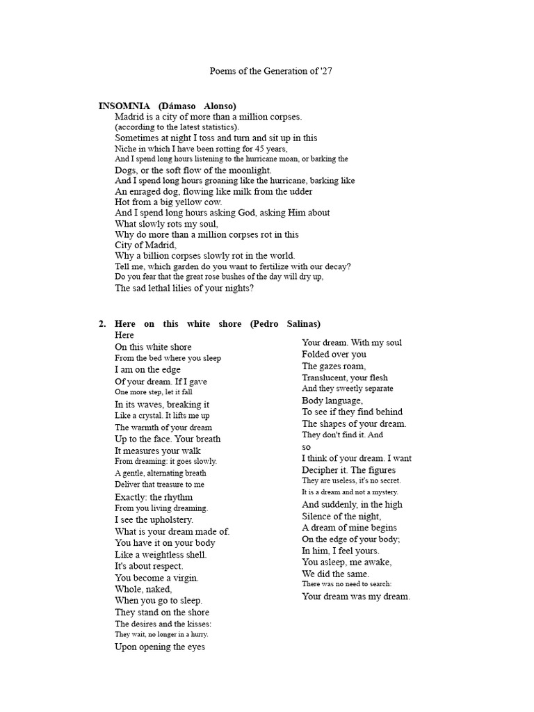 Poems from the Generation of '27 | PDF