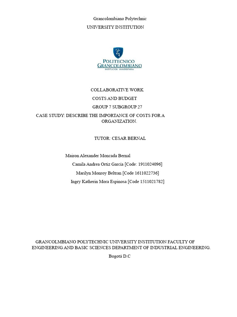 Collaborative Work Costs and Budgets. Delivery 2 | PDF | Budget | Expense